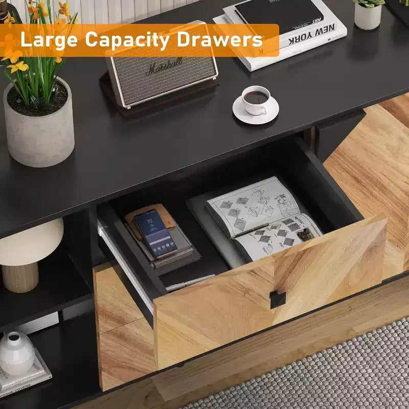 Acekool 55.1 Buffet de rangement contemporain, bahut avec tiroirs et portes, meuble d'appoint pour salle à manger, entrée