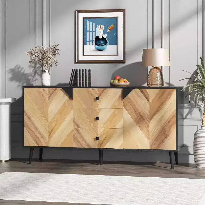 Acekool 55.1 Buffet de rangement contemporain, bahut avec tiroirs et portes, meuble d'appoint pour salle à manger, entrée