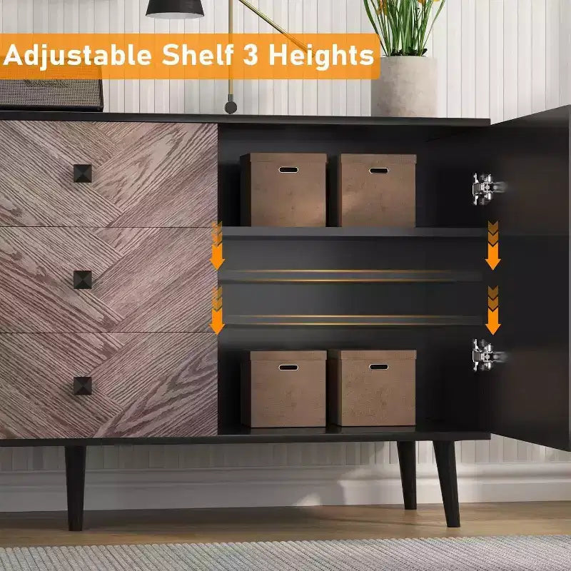Acekool 55.1 Buffet de rangement contemporain, bahut avec tiroirs et portes, meuble d'appoint pour salle à manger, entrée