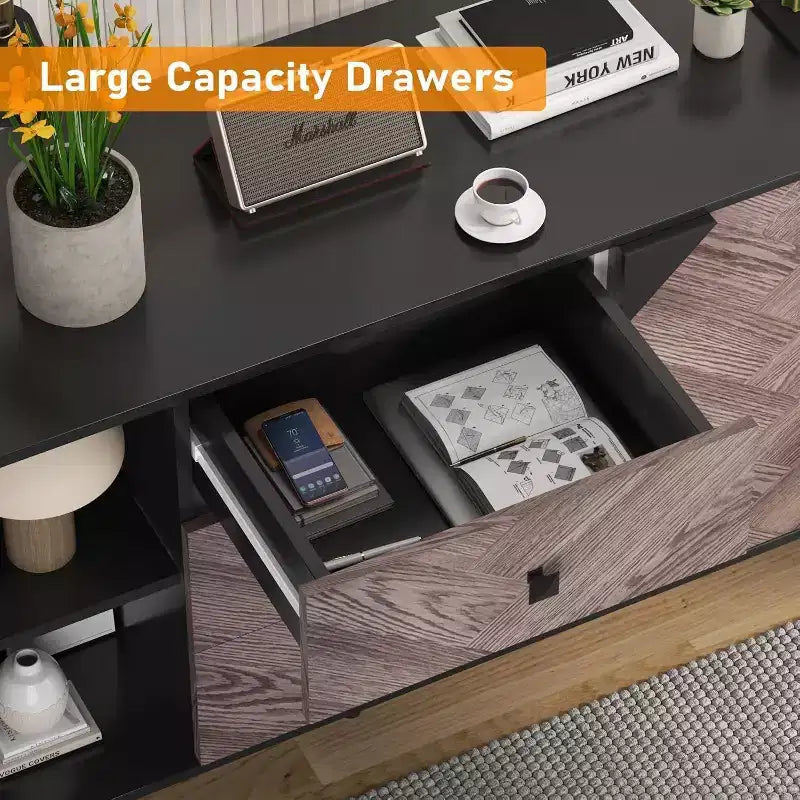 Acekool 55.1 Buffet de rangement contemporain, bahut avec tiroirs et portes, meuble d'appoint pour salle à manger, entrée