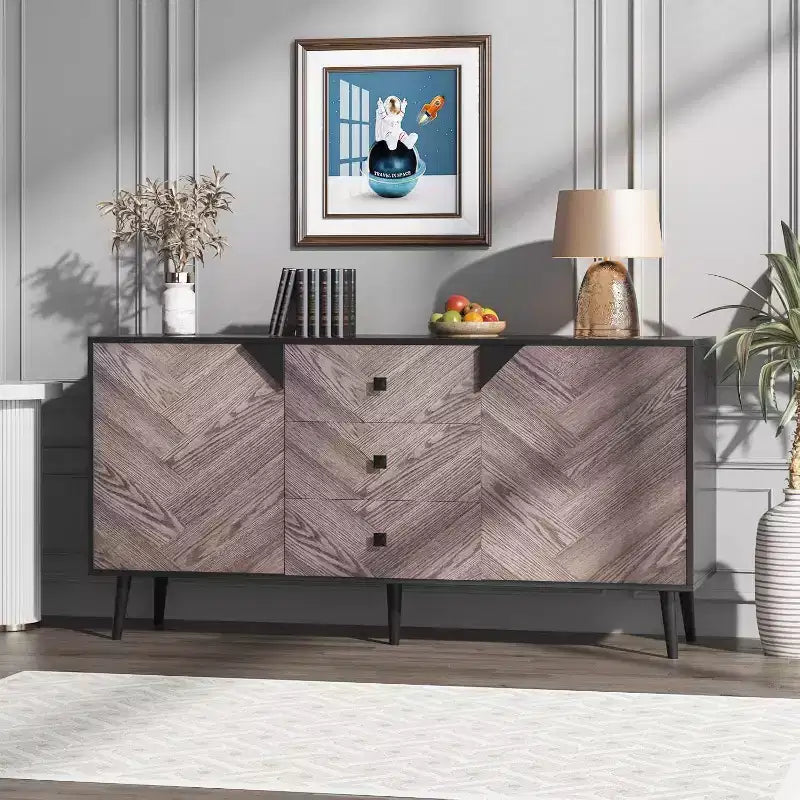 Acekool 55.1 Buffet de rangement contemporain, bahut avec tiroirs et portes, meuble d'appoint pour salle à manger, entrée