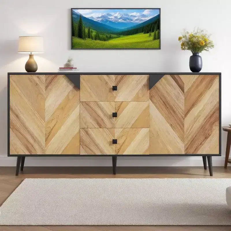 Acekool 55.1 Buffet de rangement contemporain, bahut avec tiroirs et portes, meuble d'appoint pour salle à manger, entrée
