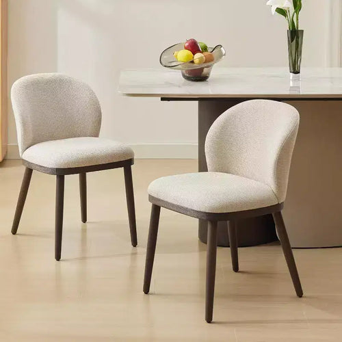 Acekool Set of 2 Retro Chairs - PU Leather Seats w/Steel Frame, Walnut Accent Backs, Cream for Small Spaces