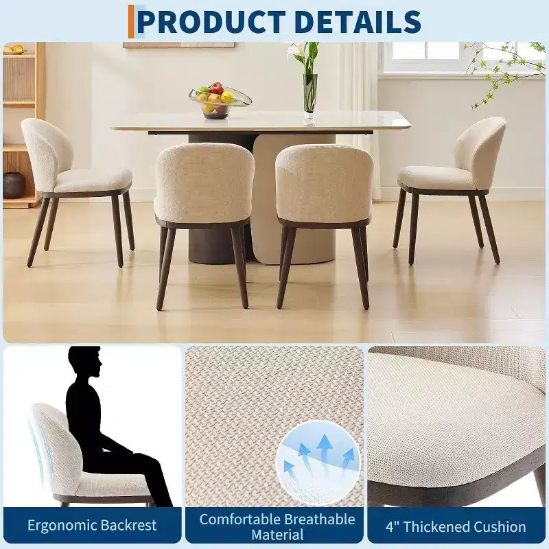Acekool Lot de 2 chaises rétro - Assises en cuir PU avec structure en acier, dossiers aspect noyer, crème pour petits espaces