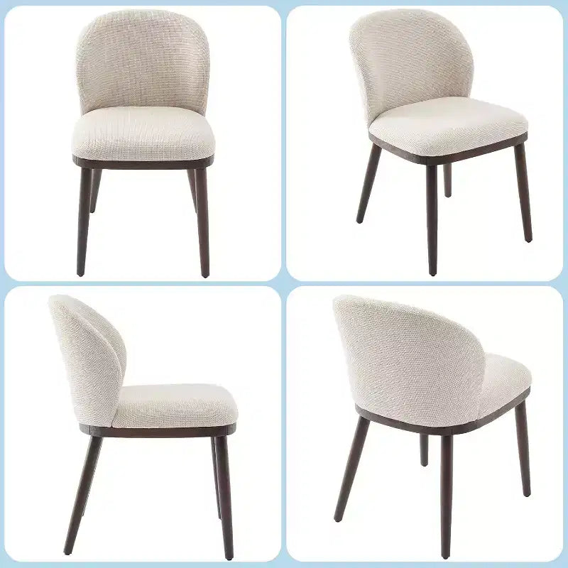 Acekool Lot de 2 chaises rétro - Assises en cuir PU avec structure en acier, dossiers aspect noyer, crème pour petits espaces