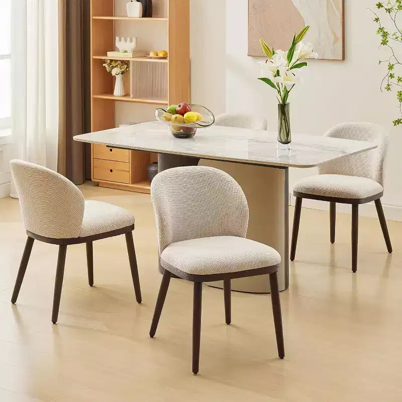 Acekool Lot de 2 chaises rétro - Assises en cuir PU avec structure en acier, dossiers aspect noyer, crème pour petits espaces