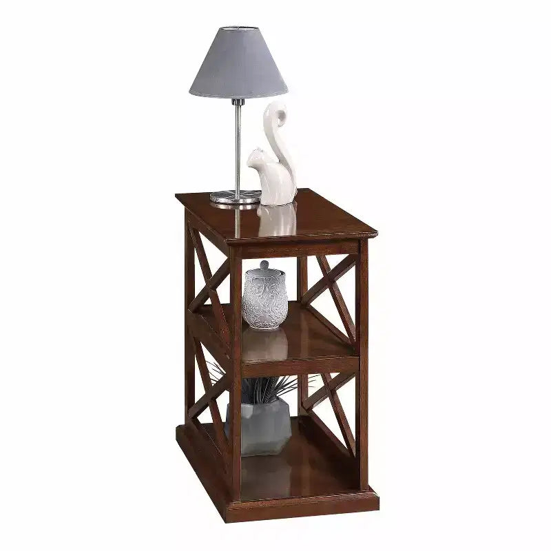 HomeStock Table d'appoint rectangulaire en bois, couleur marron, 25 po H, 1 pièce