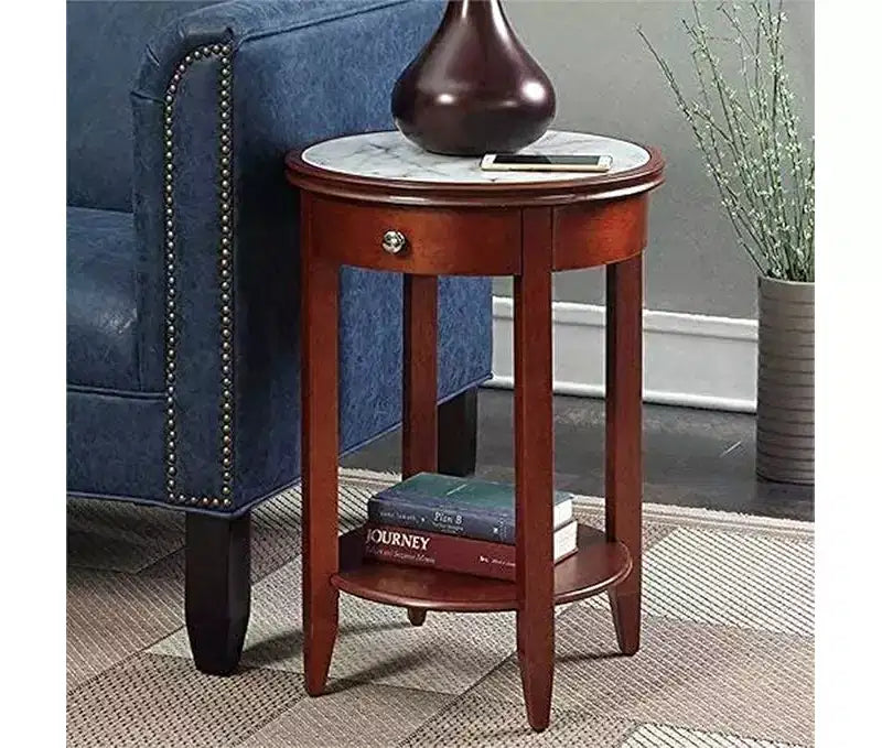 HomeStock Table d'appoint rectangulaire de 24 po de hauteur en bois orange 1 pièce
