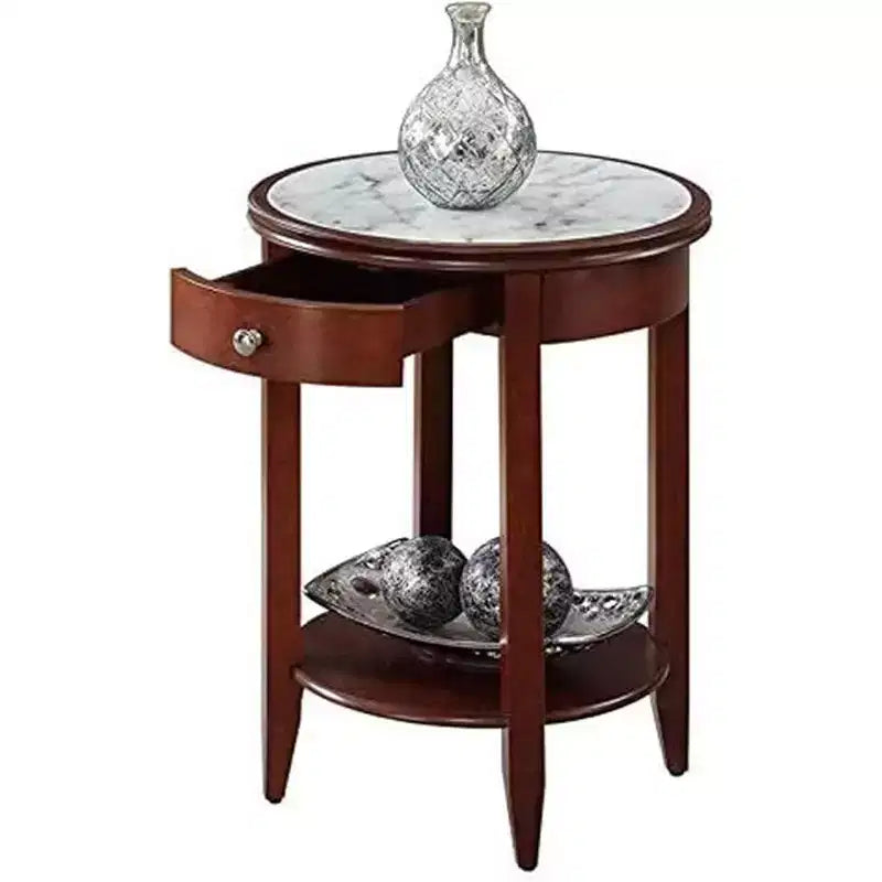 HomeStock Table d'appoint rectangulaire de 24 po de hauteur en bois orange 1 pièce