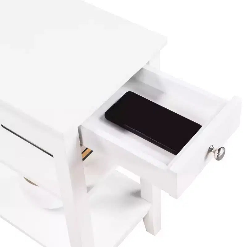 HomeStock Table d'appoint rectangulaire en bois blanc de 24 po de hauteur, 1 pièce