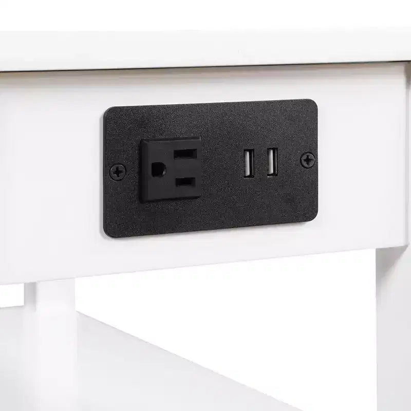 HomeStock Table d'appoint rectangulaire en bois blanc de 24 po de hauteur, 1 pièce