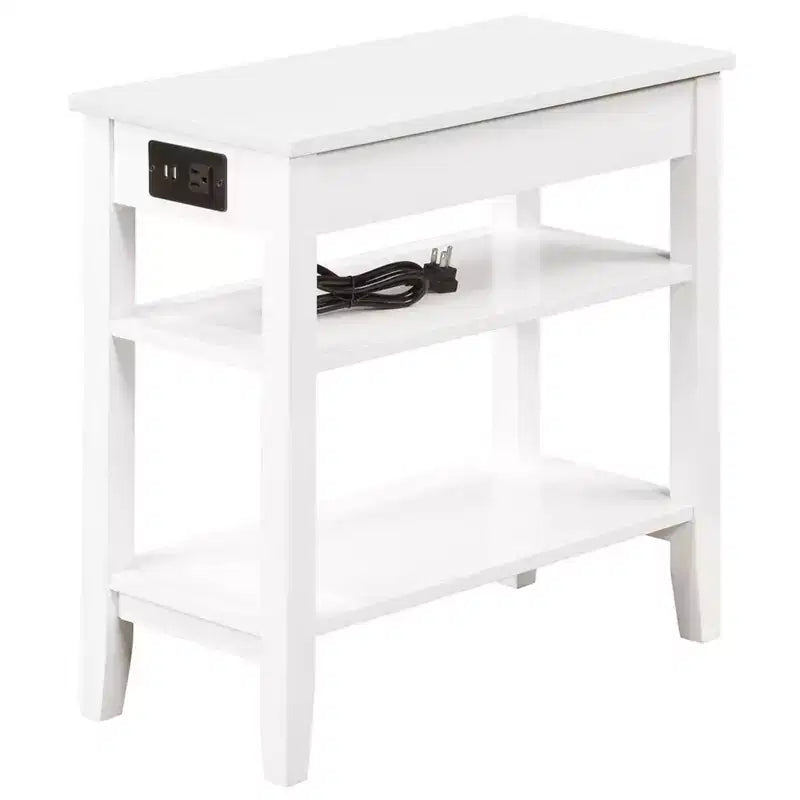 HomeStock Table d'appoint rectangulaire en bois blanc de 24 po de hauteur, 1 pièce