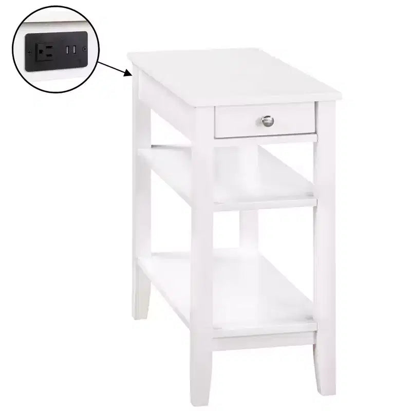 HomeStock Table d'appoint rectangulaire en bois blanc de 24 po de hauteur, 1 pièce