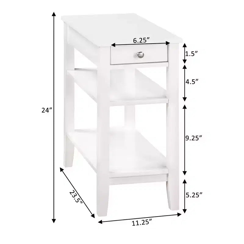 HomeStock Table d'appoint rectangulaire en bois blanc de 24 po de hauteur, 1 pièce