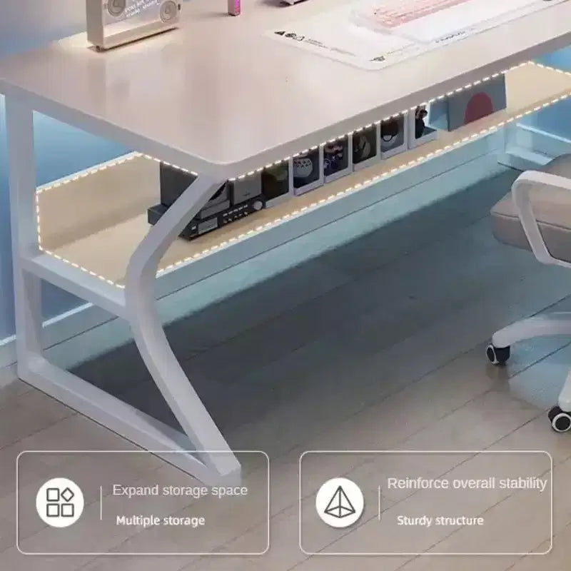 Acekool 31 Petit Bureau Informatique, Table d'Écriture Moderne pour Bureau à Domicile, Chambre, Étude ou Poste de Travail, Gain de Place, Crochet pour Casque, Blanc