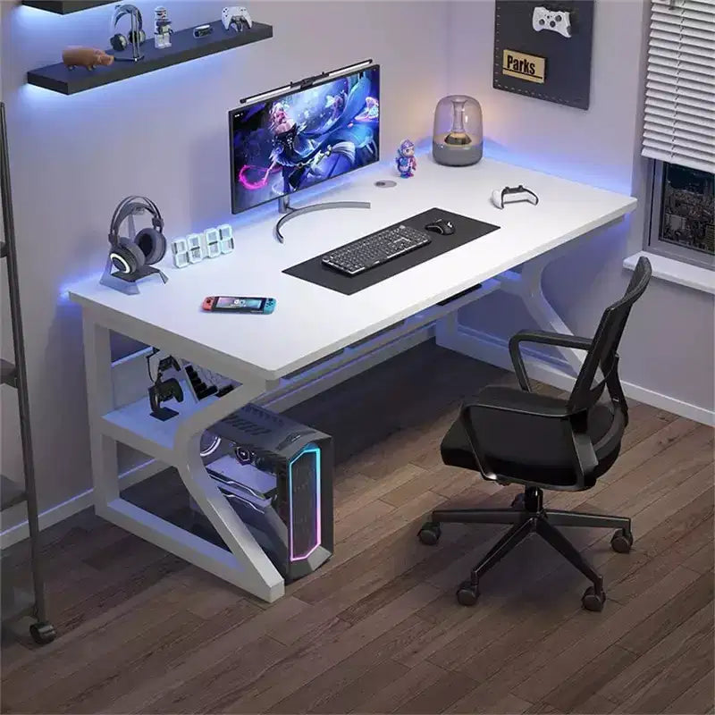 Acekool 31 Petit Bureau Informatique, Table d'Écriture Moderne pour Bureau à Domicile, Chambre, Étude ou Poste de Travail, Gain de Place, Crochet pour Casque, Blanc