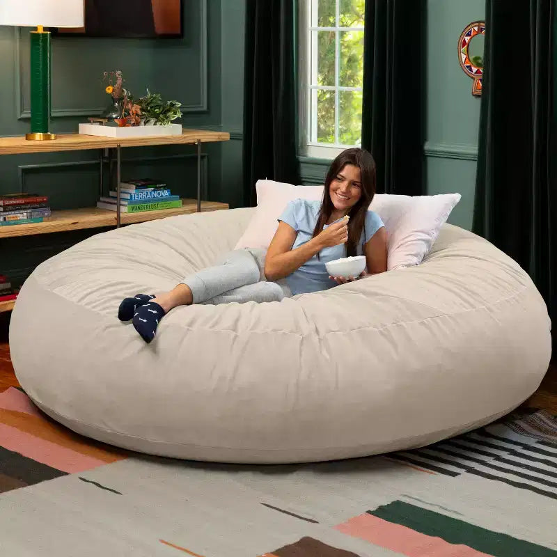 Jaxx Cocoon 7 pieds - Pouf convertible 2-en-1 et grand pouf pour adultes, velours luxuriant