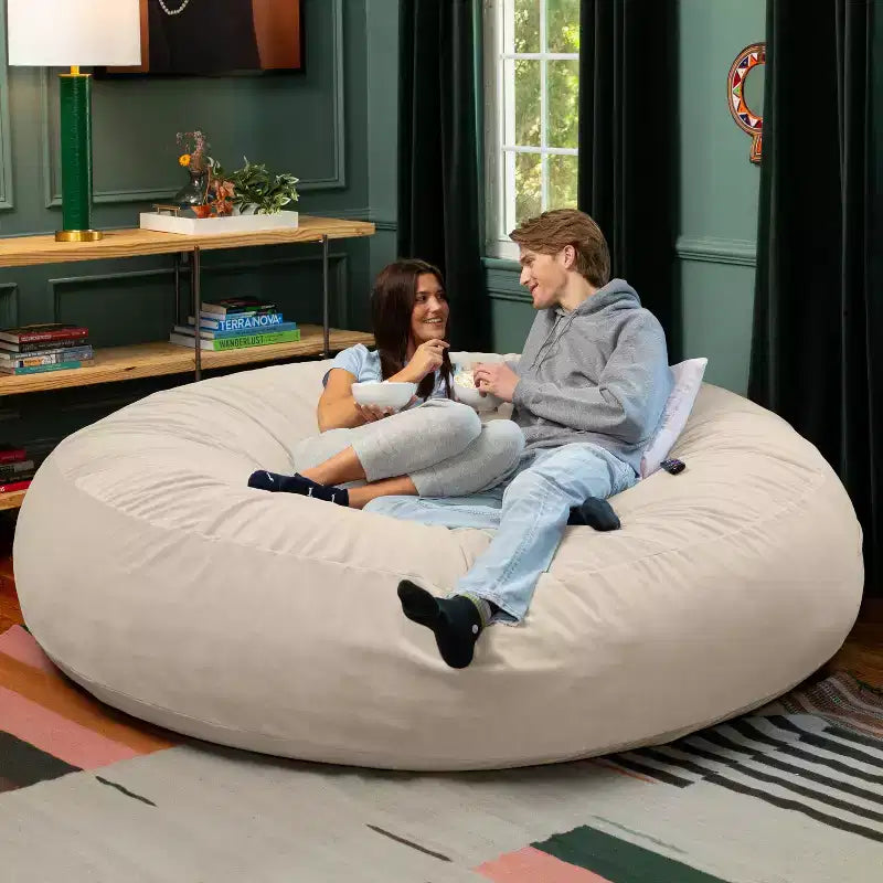 Jaxx Cocoon 7 pieds - Pouf convertible 2-en-1 et grand pouf pour adultes, velours luxuriant