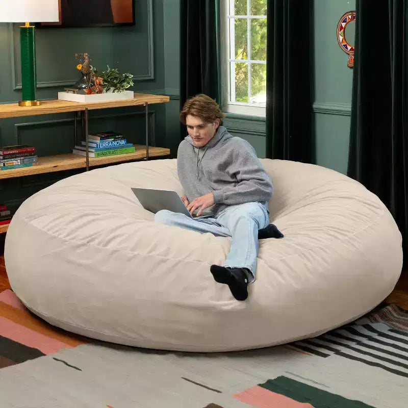 Jaxx Cocoon 7 pieds - Pouf convertible 2-en-1 et grand pouf pour adultes, velours luxuriant