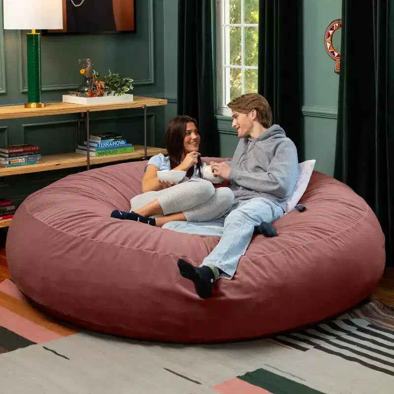Jaxx Cocoon 7 pieds - Pouf convertible 2-en-1 et grand pouf pour adultes, velours luxuriant