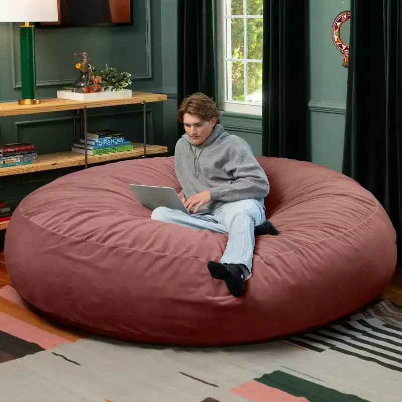 Jaxx Cocoon 7 pieds - Pouf convertible 2-en-1 et grand pouf pour adultes, velours luxuriant