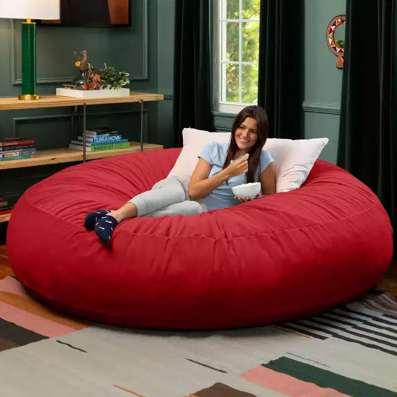 Jaxx Cocoon 7 pieds - Pouf convertible 2-en-1 et grand pouf pour adultes, velours luxuriant