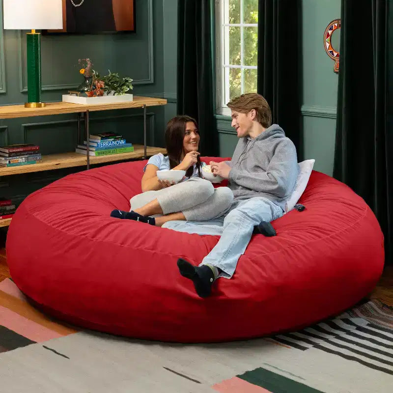 Jaxx Cocoon 7 pieds - Pouf convertible 2-en-1 et grand pouf pour adultes, velours luxuriant