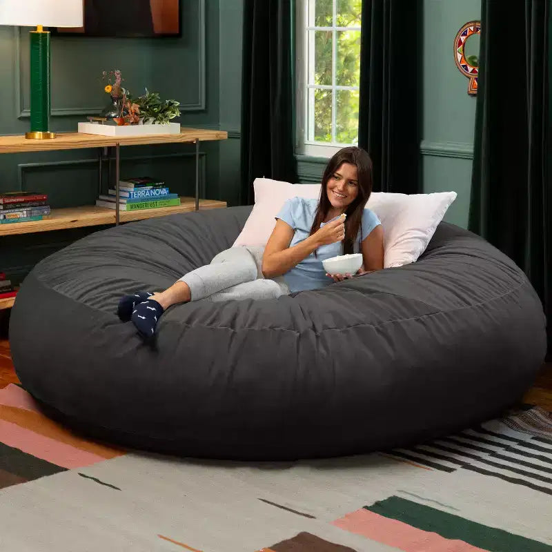 Jaxx Cocoon 7 pieds - Pouf convertible 2-en-1 et grand pouf pour adultes, velours luxuriant