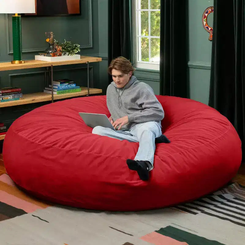 Jaxx Cocoon 7 pieds - Pouf convertible 2-en-1 et grand pouf pour adultes, velours luxuriant
