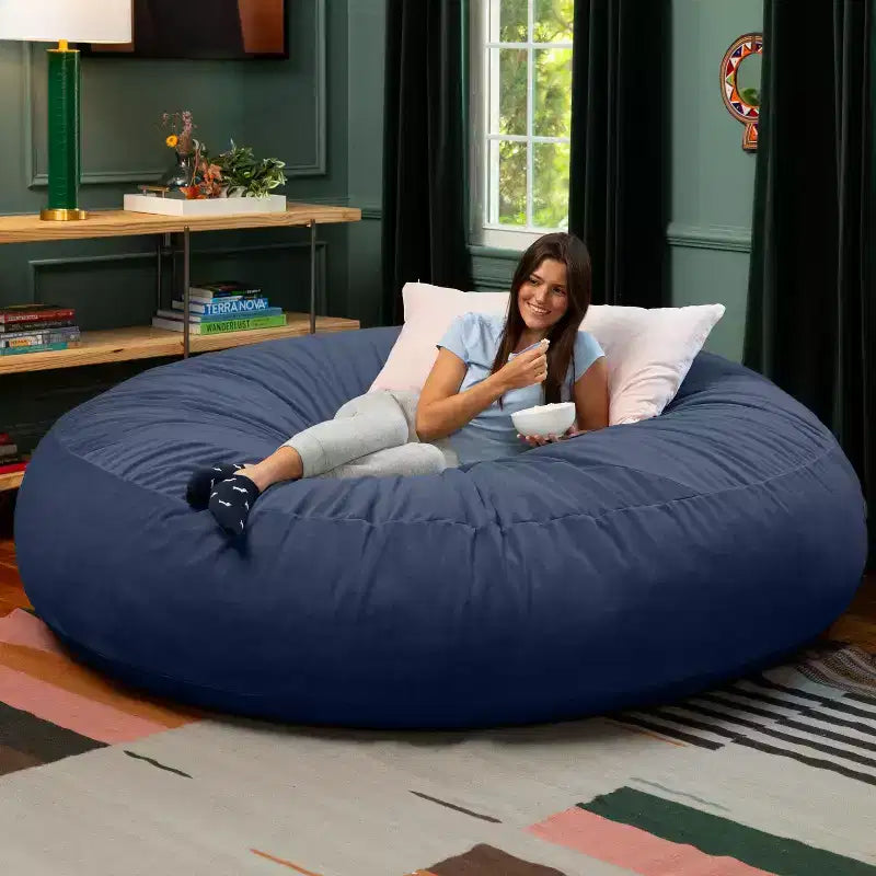 Jaxx Cocoon 7 pieds - Pouf convertible 2-en-1 et grand pouf pour adultes, velours luxuriant