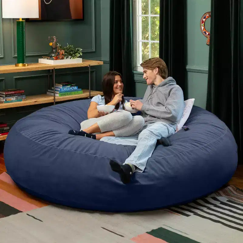 Jaxx Cocoon 7 pieds - Pouf convertible 2-en-1 et grand pouf pour adultes, velours luxuriant