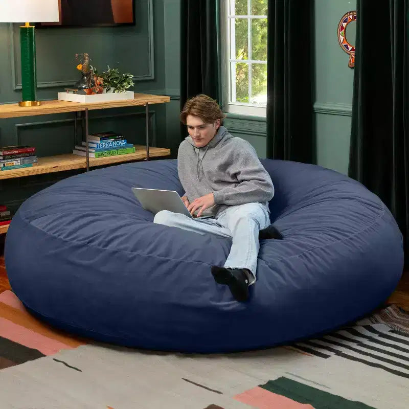 Jaxx Cocoon 7 pieds - Pouf convertible 2-en-1 et grand pouf pour adultes, velours luxuriant