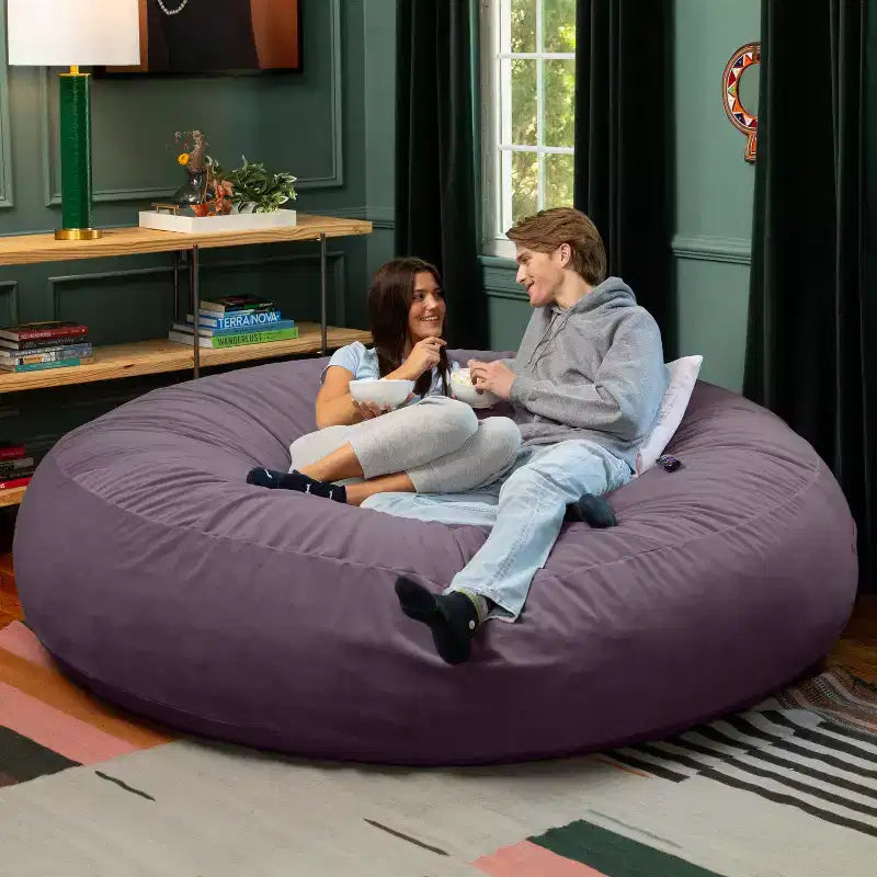 Jaxx Cocoon 7 pieds - Pouf convertible 2-en-1 et grand pouf pour adultes, velours luxuriant