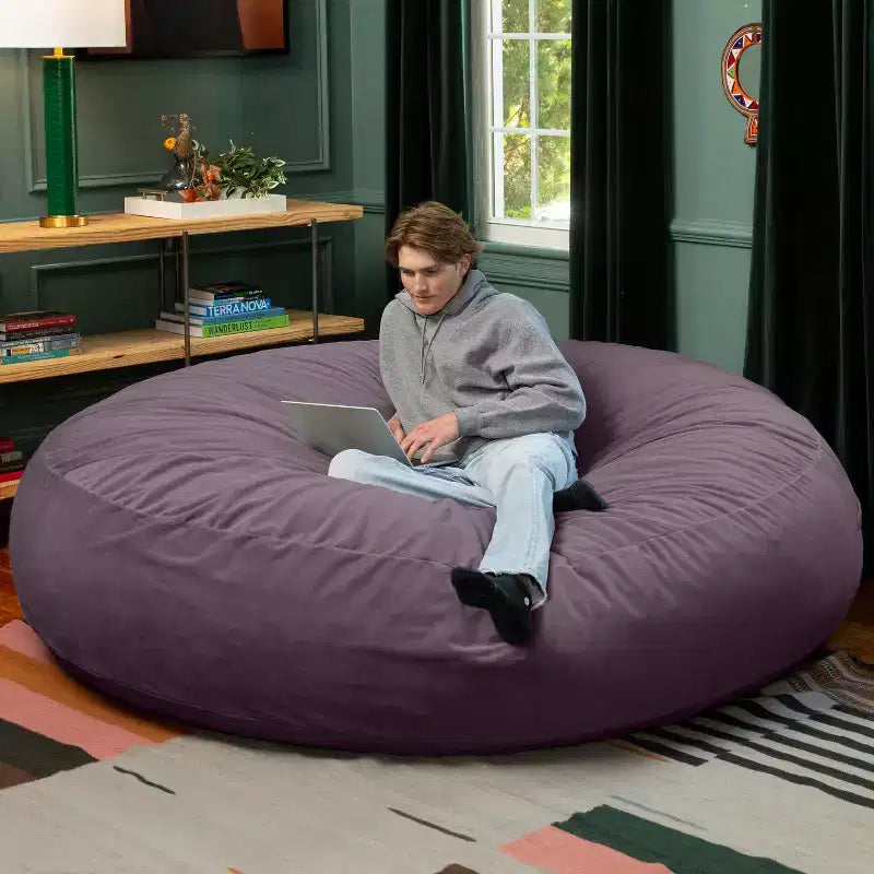 Jaxx Cocoon 7 pieds - Pouf convertible 2-en-1 et grand pouf pour adultes, velours luxuriant