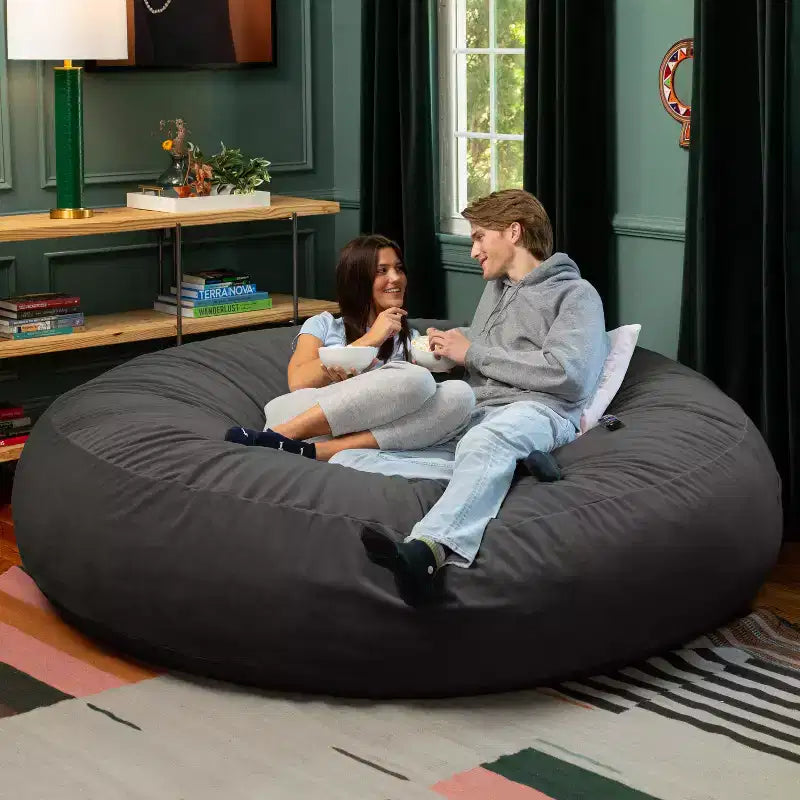 Jaxx Cocoon 7 pieds - Pouf convertible 2-en-1 et grand pouf pour adultes, velours luxuriant