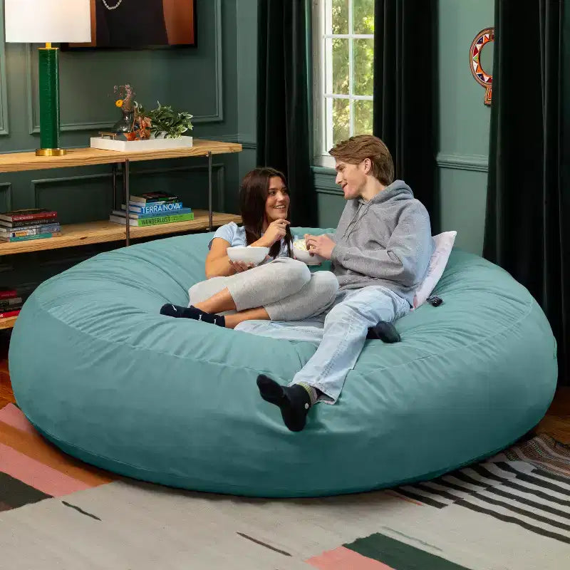 Jaxx Cocoon 7 pieds - Pouf convertible 2-en-1 et grand pouf pour adultes, velours luxuriant