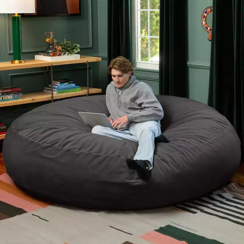 Jaxx Cocoon 7 pieds - Pouf convertible 2-en-1 et grand pouf pour adultes, velours luxuriant