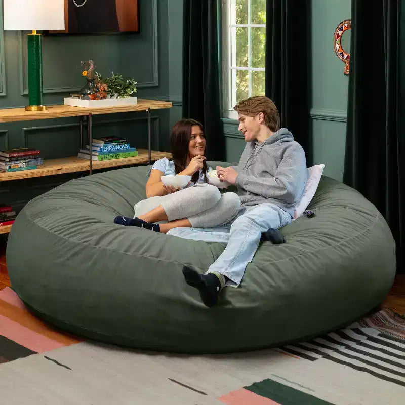 Jaxx Cocoon 7 pieds - Pouf convertible 2-en-1 et grand pouf pour adultes, velours luxuriant