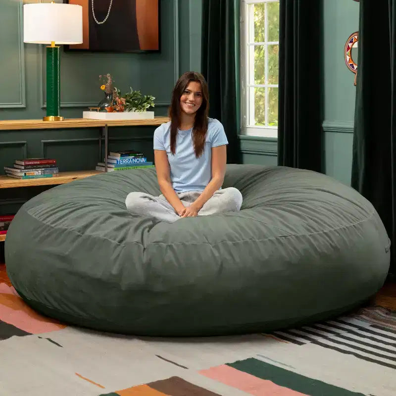 Jaxx Cocoon 7 pieds - Pouf convertible 2-en-1 et grand pouf pour adultes, velours luxuriant