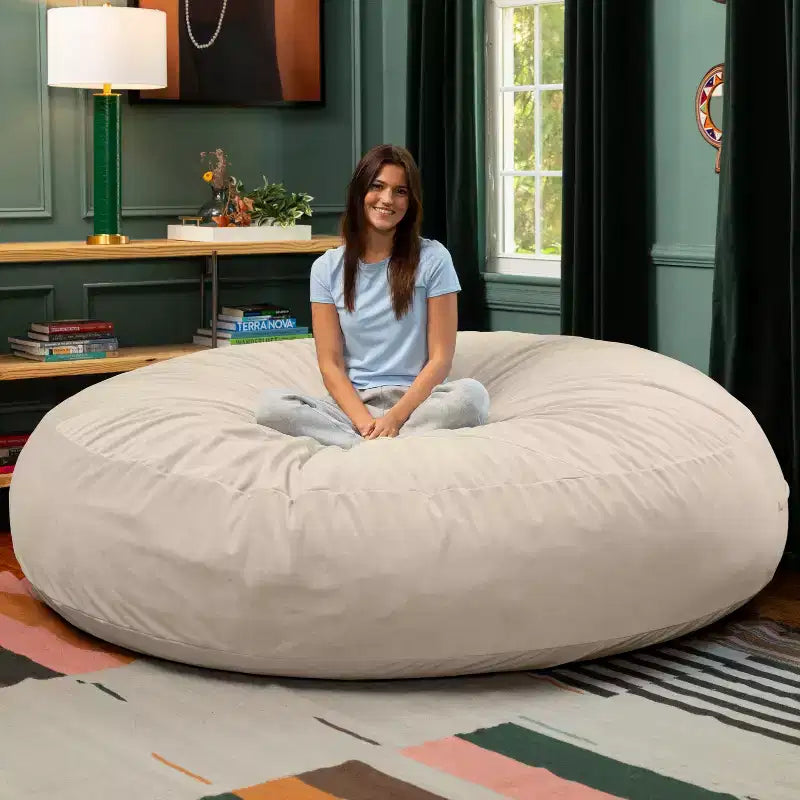 Jaxx Cocoon 7 pieds - Pouf convertible 2-en-1 et grand pouf pour adultes, velours luxuriant
