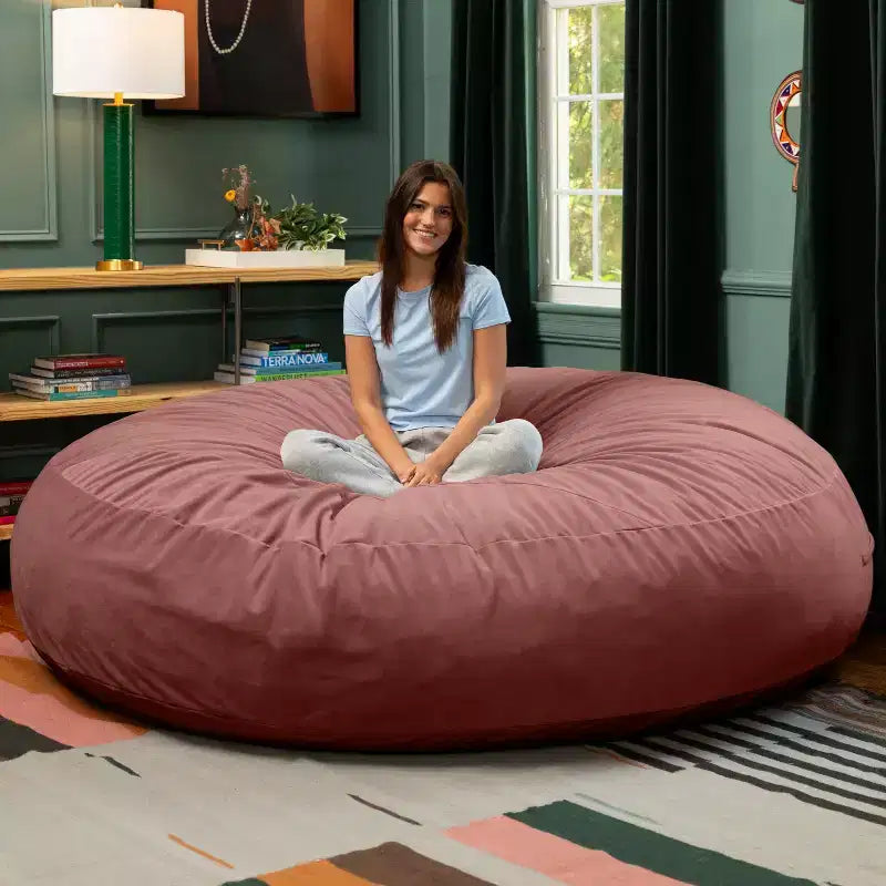 Jaxx Cocoon 7 pieds - Pouf convertible 2-en-1 et grand pouf pour adultes, velours luxuriant