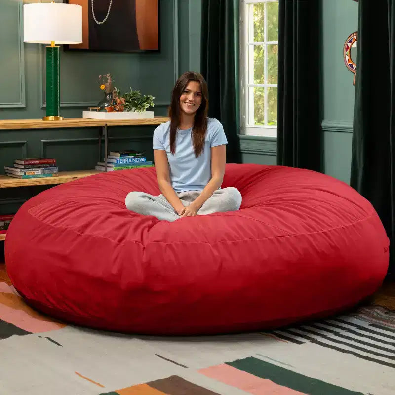 Jaxx Cocoon 7 pieds - Pouf convertible 2-en-1 et grand pouf pour adultes, velours luxuriant