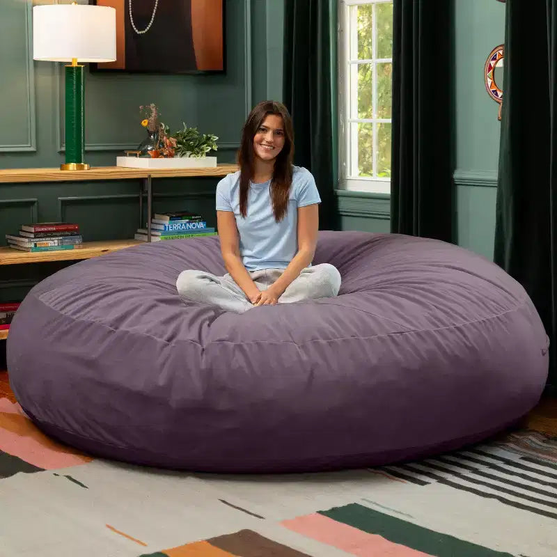 Jaxx Cocoon 7 pieds - Pouf convertible 2-en-1 et grand pouf pour adultes, velours luxuriant