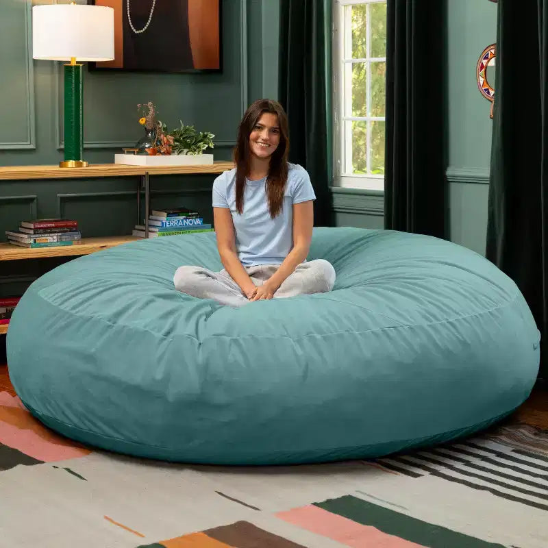 Jaxx Cocoon 7 pieds - Pouf convertible 2-en-1 et grand pouf pour adultes, velours luxuriant