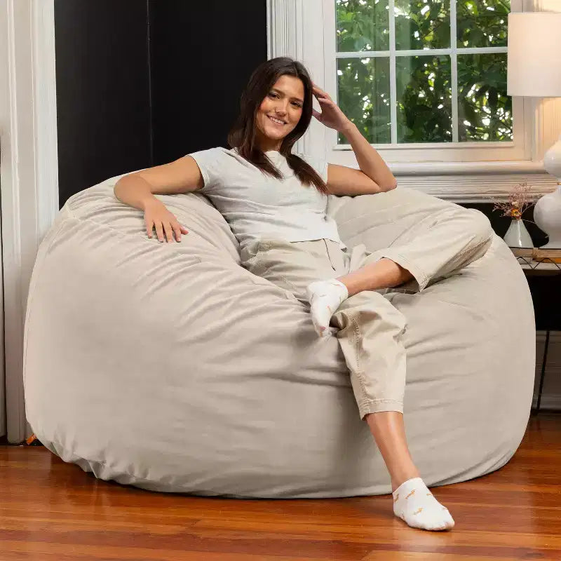 Jaxx 5 Foot Saxx – Grand Pouf Rond pour Adultes – Velours Luxueux