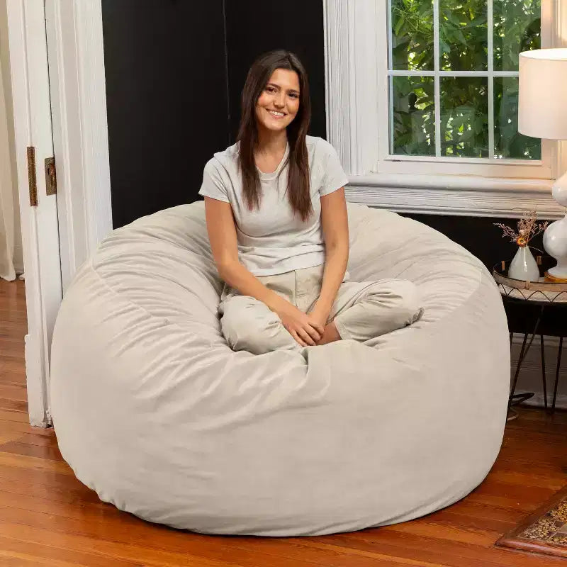 Jaxx 5 Foot Saxx – Grand Pouf Rond pour Adultes – Velours Luxueux