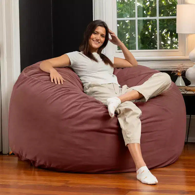 Jaxx 5 Foot Saxx – Grand Pouf Rond pour Adultes – Velours Luxueux
