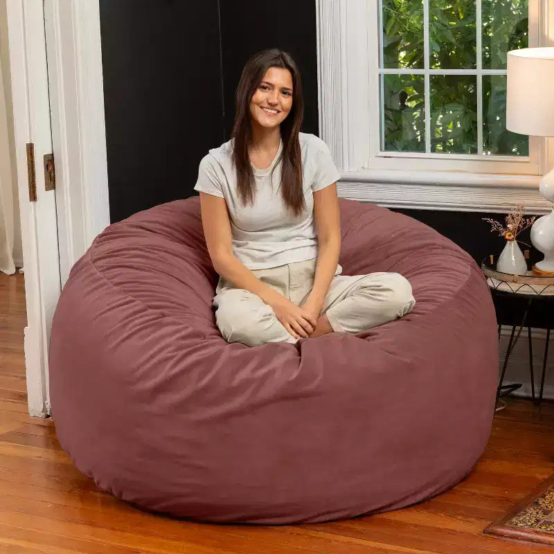 Jaxx 5 Foot Saxx – Grand Pouf Rond pour Adultes – Velours Luxueux