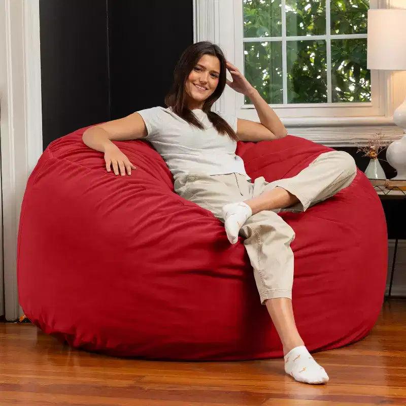 Jaxx 5 Foot Saxx – Grand Pouf Rond pour Adultes – Velours Luxueux
