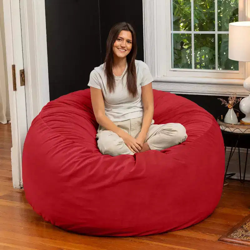 Jaxx 5 Foot Saxx – Grand Pouf Rond pour Adultes – Velours Luxueux